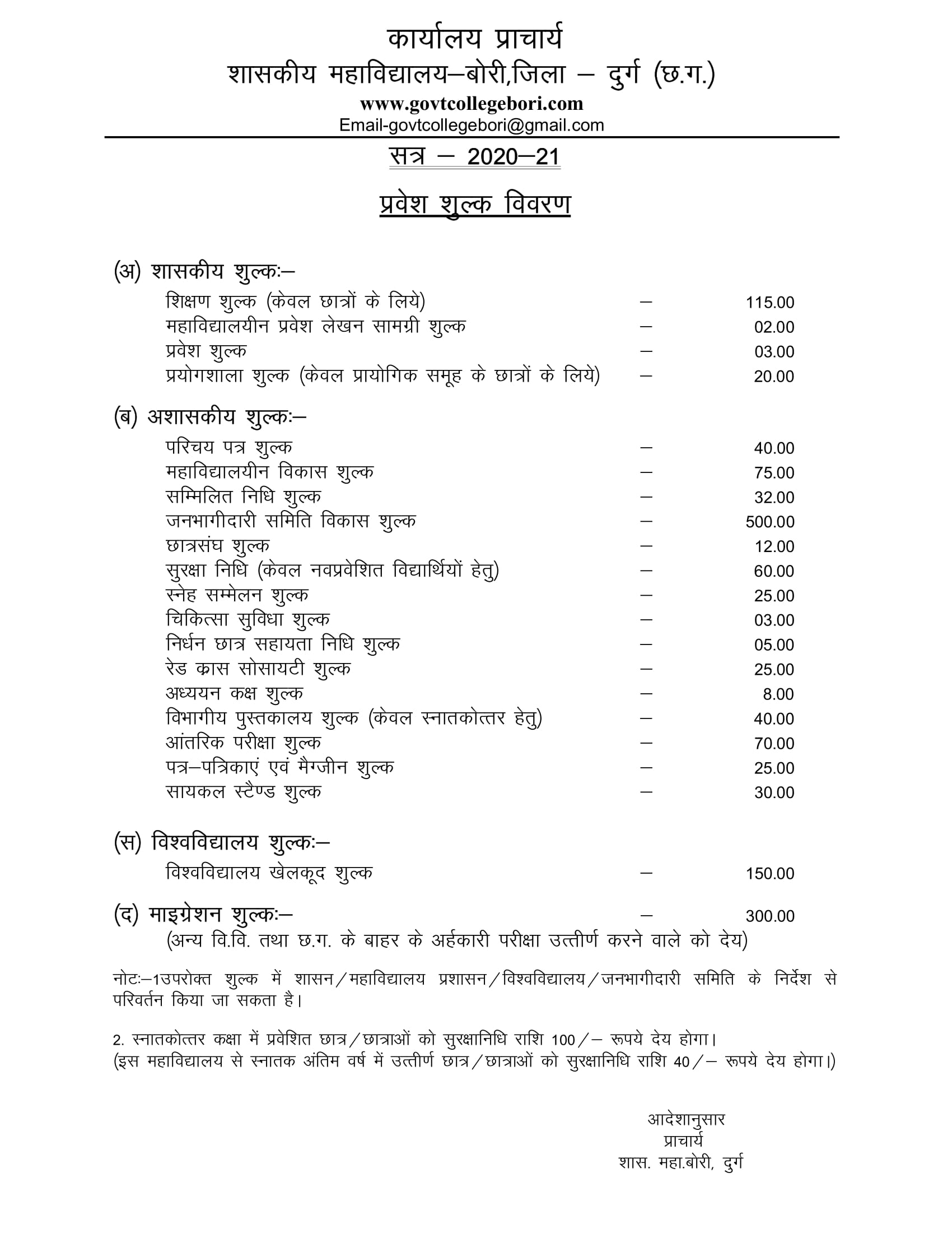 Fees Structure